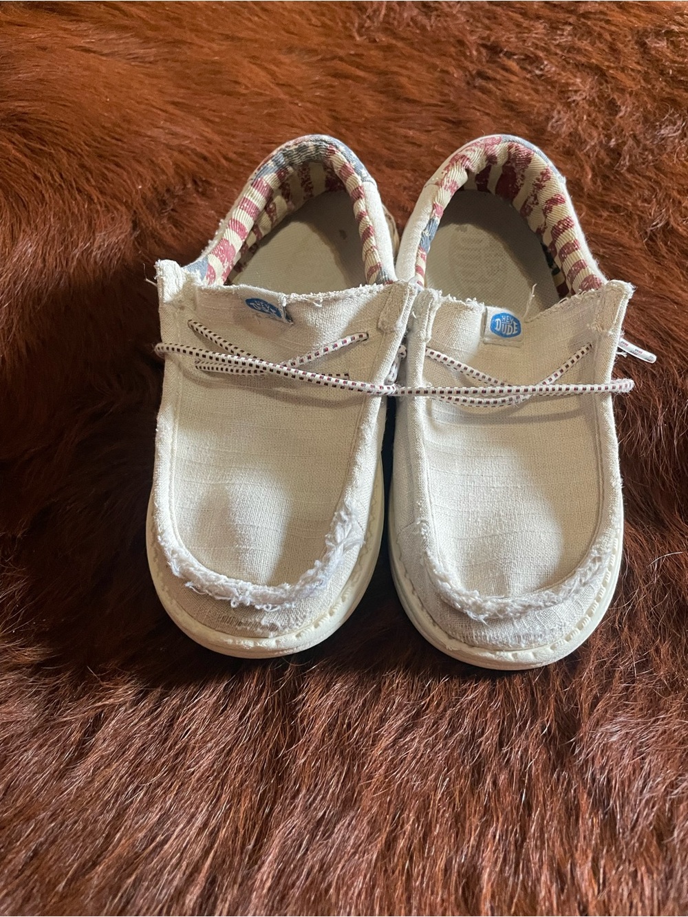 Hey Dude Kids Canvas Slip-On Shoes in Off-White Size 13 Boys